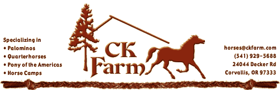 CK Farm, Specializing in Palominos, Quarterhorses, Pony of the Americas, and Horse Camps